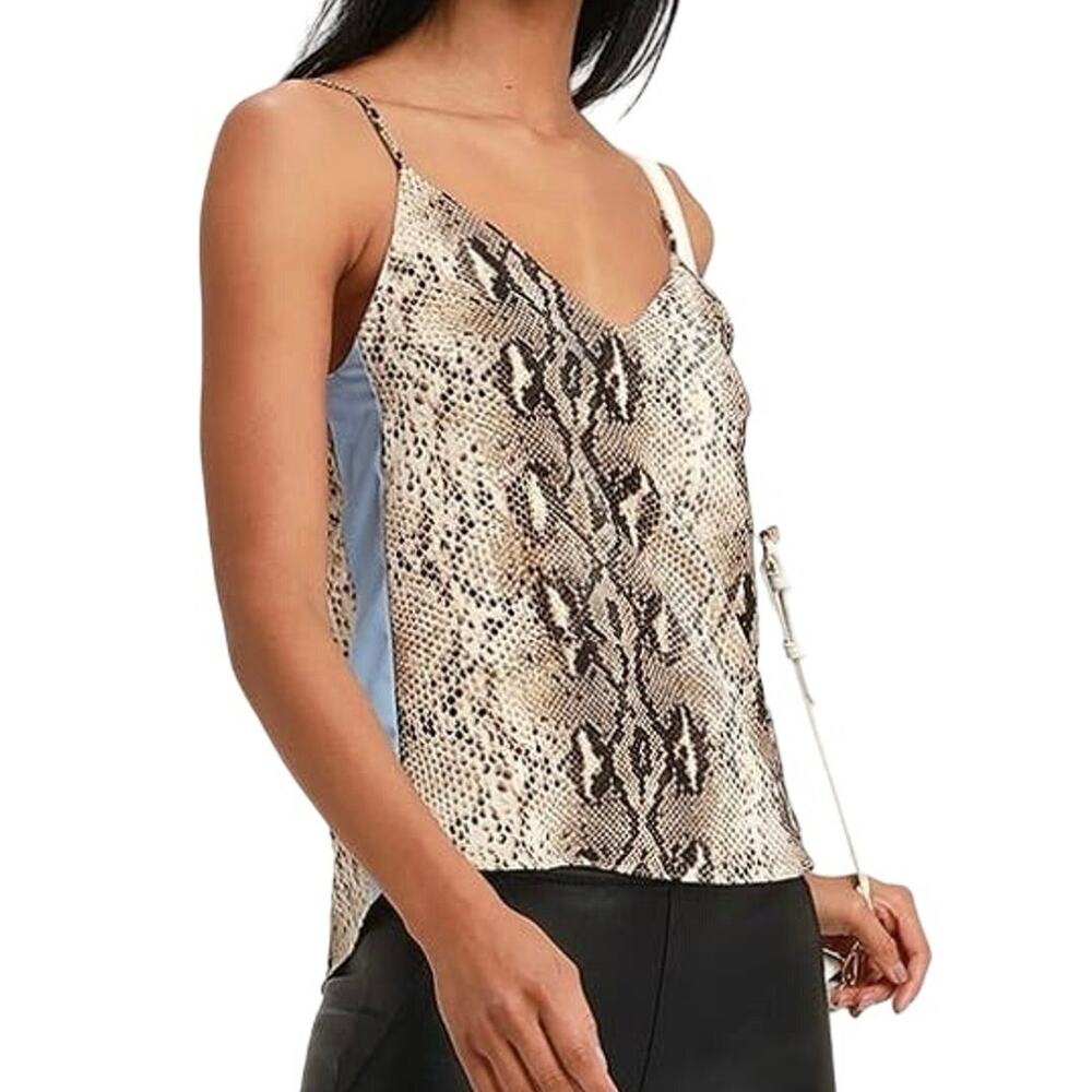 NWT Honey Punch Style Muse Beige Snake Print Tank Top Size XS